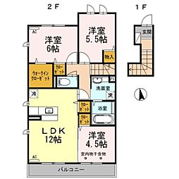 ルミエール ド エスポワール I 2階3LDKの間取り