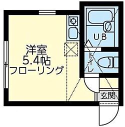 HAWK FIVE 2階ワンルームの間取り