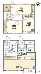 ナーベルお茶の水 3LDKの間取図画像