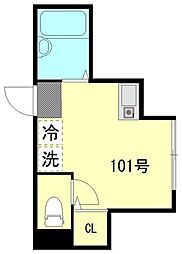 ネオス葛西 1階ワンルームの間取り