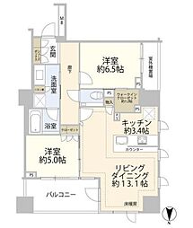 ザ・パークハウス恵比寿 7階2LDKの間取り