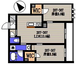 ロワゾーブルー 2LDKの間取図画像
