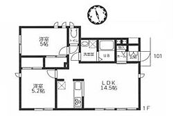 ペルルメゾン 1階2LDKの間取り