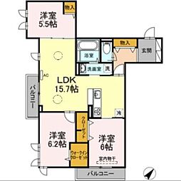 カーサグラナーテ 3LDKの間取図画像