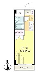 東長沼2号ビル 1階ワンルームの間取り