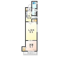Osaka Metro今里筋線 井高野駅 徒歩14分の賃貸アパート 2階1LDKの間取り