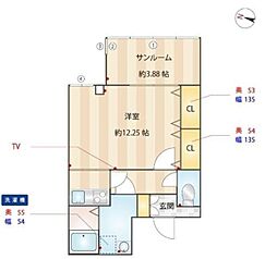 ドム・アコード協栄 ワンルームの間取図画像