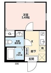 Venus Lagoon三枚町 1Kの間取図画像