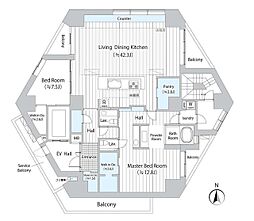 ザ・ドアーズ広尾 4階2LDKの間取り