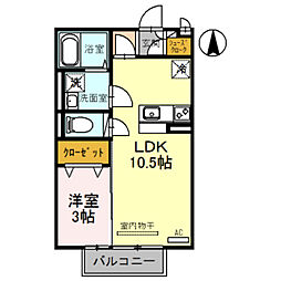 セジュールメゾン 2階1LDKの間取り