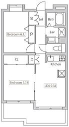 PLENDY-HILLS高幡不動 3階2LDKの間取り