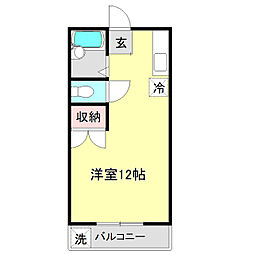 クラウン朝倉 ワンルームの間取図画像