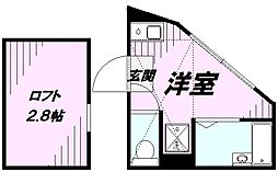 クレスト立川 2階ワンルームの間取り