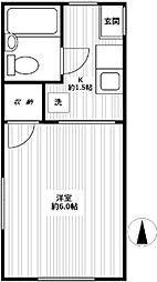 高橋荘 2階1Kの間取り