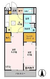 プランドール幸房弐番館 2Kの間取図画像