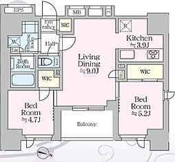 リビオメゾン西麻布 4階2LDKの間取り