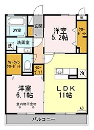 Glanz 3階2LDKの間取り