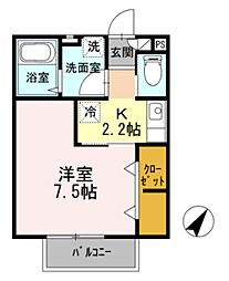 メゾン中百舌鳥2 1Kの間取図画像