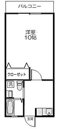 スプリングパル馬場 1DKの間取図画像