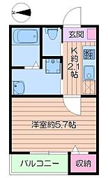 クォーク 2階1Kの間取り