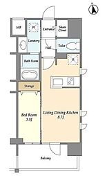 アプリーレ東中野 9階1LDKの間取り