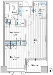 コクヨーレ日本橋 2LDKの間取図画像