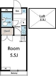 ララ鶴間第3 1Kの間取図画像