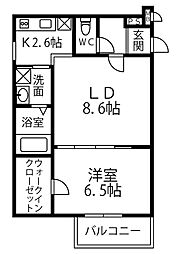 フジパレス草尾2 1LDKの間取図画像