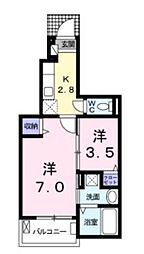 ウィロウ　コート　Ｃ 1階1SKの間取り