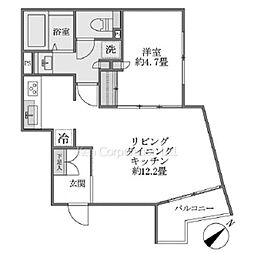 EXAM赤坂 1LDKの間取図画像