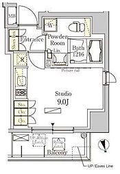 パークアクシス秋葉原イースト 13階ワンルームの間取り