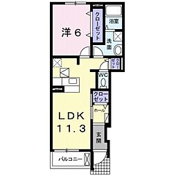 フィオーレ　II 1階1LDKの間取り