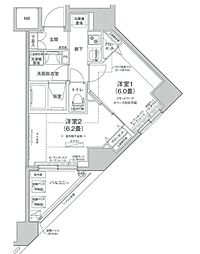 ルフレプレミアム押上ノルド 4階2Kの間取り