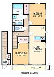 ソラーナ　I 2階2LDKの間取り