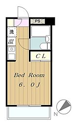 エスケイケイビル 2階ワンルームの間取り