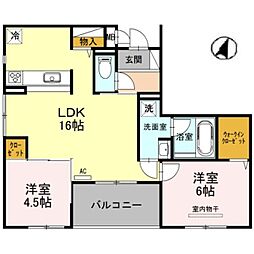 グランディール 2LDKの間取図画像