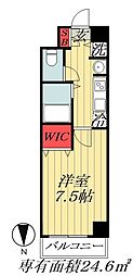 フルーラン船橋 1Kの間取図画像