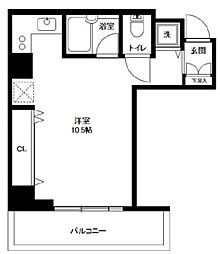 広尾ウエスト 8階ワンルームの間取り