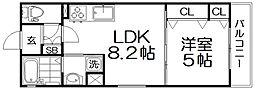 門真市城垣町アパート 1LDKの間取図画像