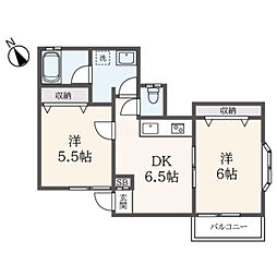 サニーコート 2階2DKの間取り