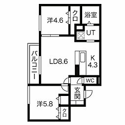 JR東海道・山陽本線 明石駅 徒歩7分の賃貸アパート 3階2LDKの間取り