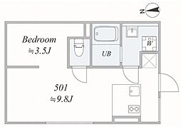 ｔｒｉａｓ236 5階1LDKの間取り