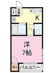 サジャスカイ2nd 1Kの間取図画像
