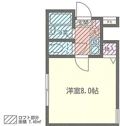 JR横浜線 橋本駅 徒歩12分の賃貸アパート 2階1Kの間取り
