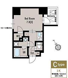 アルティザ五反田 7階1Kの間取り