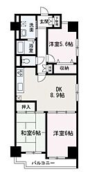 ラ・ヴィール三原 3DKの間取図画像