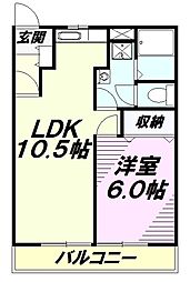 サンライズ・コーポ 1LDKの間取図画像