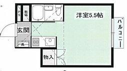 ラ・メール3番館 2階ワンルームの間取り