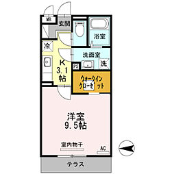 サウス・フォリア 1Kの間取図画像