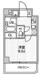 コンシェリア新橋 6階1Kの間取り